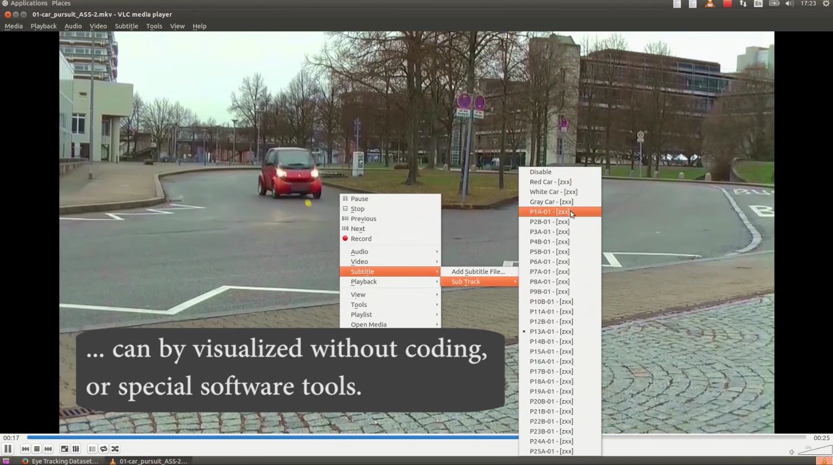Eye Tracking Data in Multimedia Containers for Instantaneous Visualizations