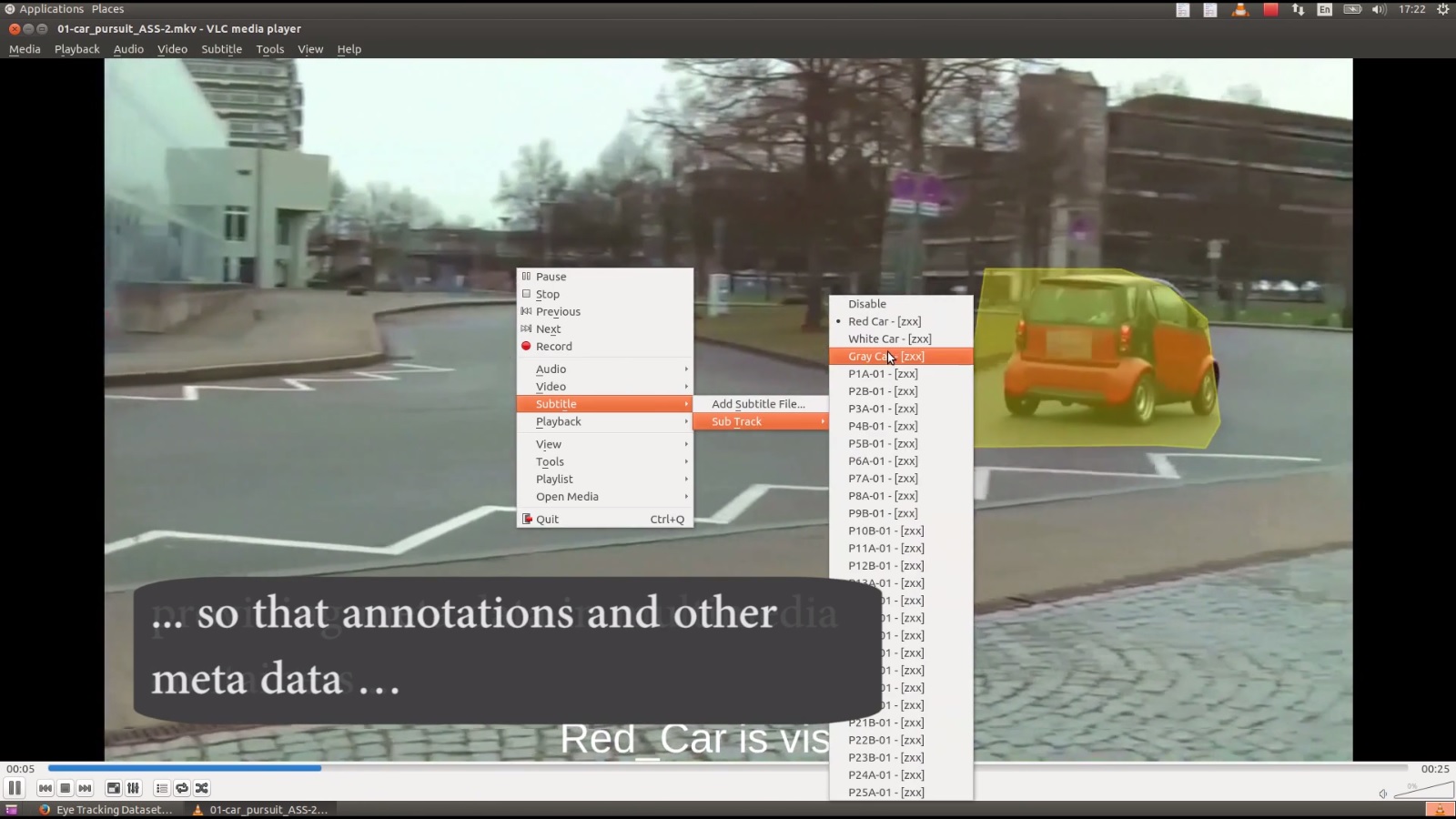 Providing Video Annotations in Multimedia Containers for Visualization and Research