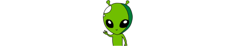 Comic-style drawing of green alien